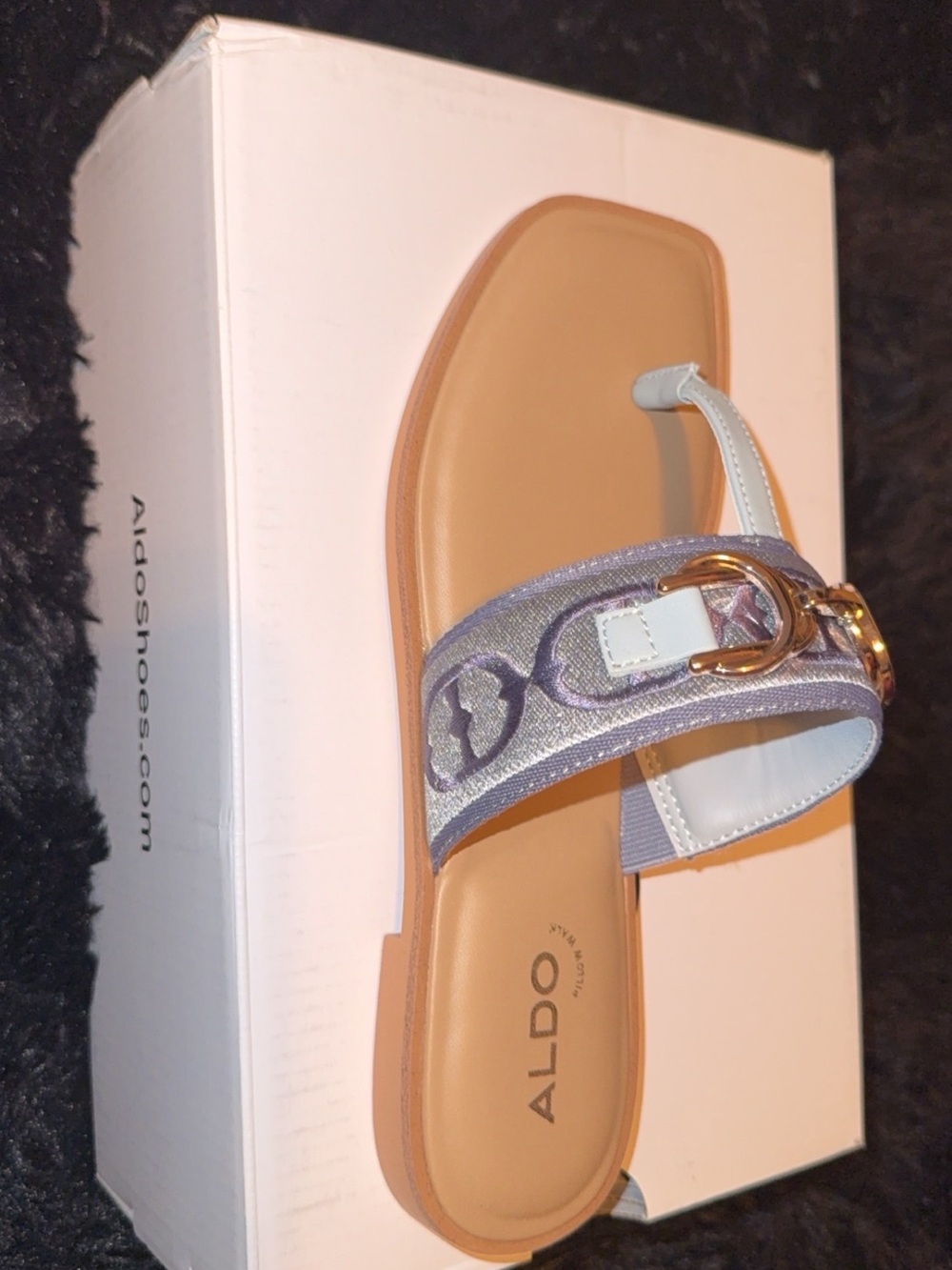 ALDO Lavender Slide Sandal with Gold Buckle